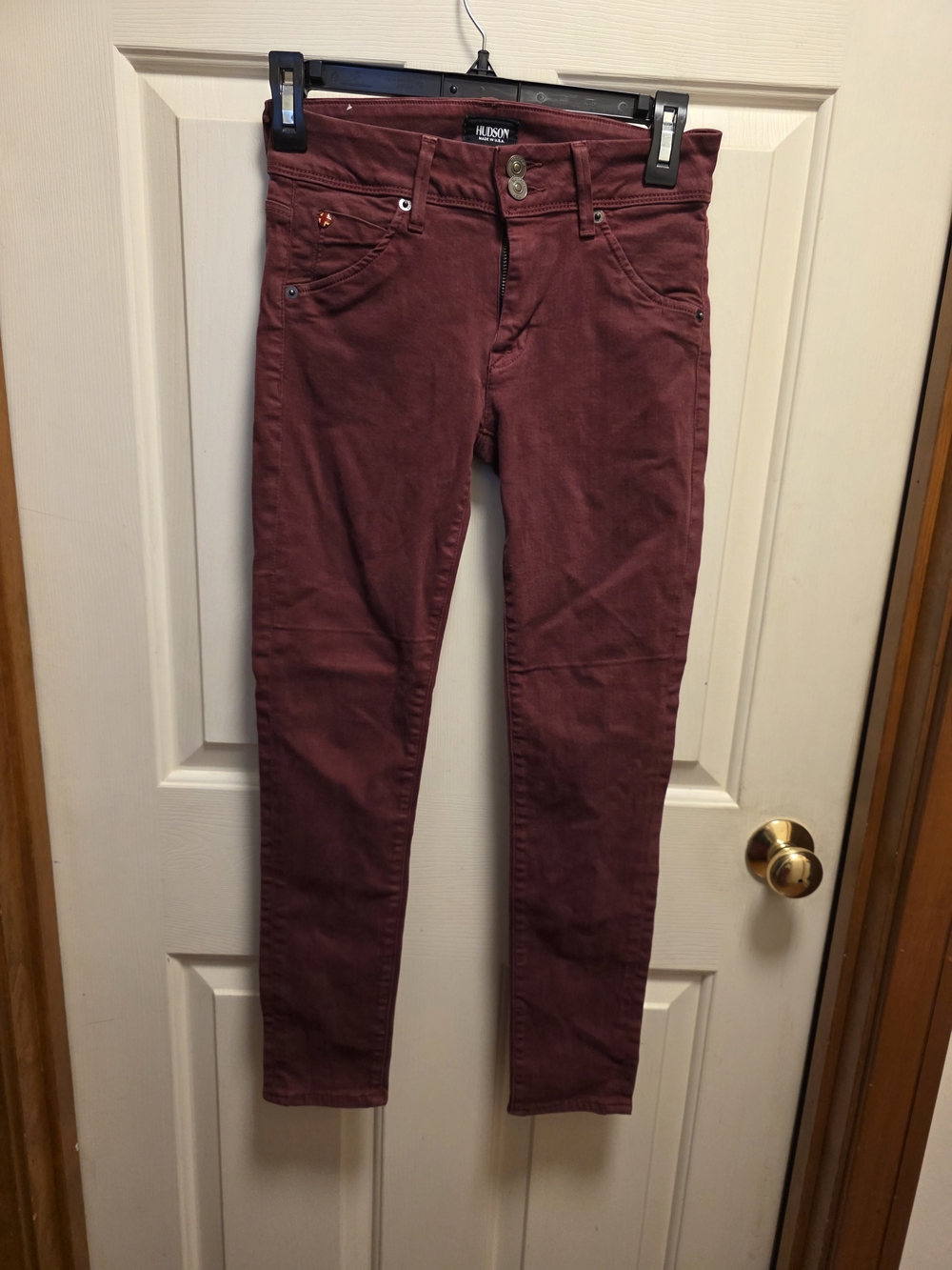 Hudson Jeans Midrise Collin Women’s Burgundy Skinny Pants Size 25